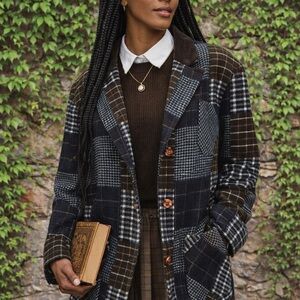 VINTAGE J.L. COLEBROOK Wool Blend Plaid Patchwork Jacket, L